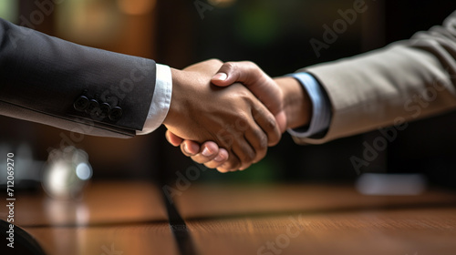 business people shaking hands in office