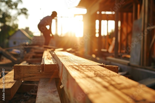 A professional carpenter Work on a construction site for house construction at house construction site