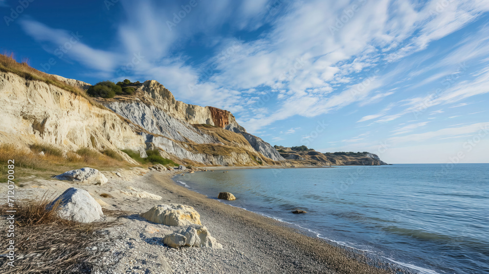 Cliffside beach with stunning blue skies. Cliffside beach with stunning blue skies.