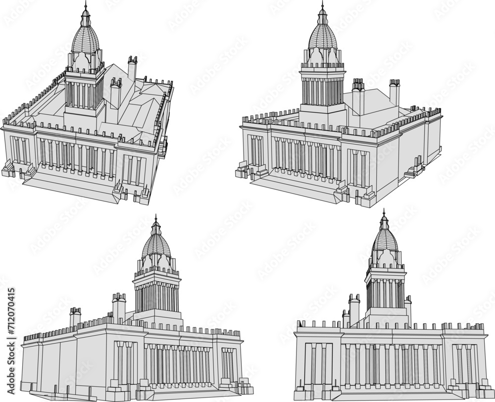 Vector sketch illustration of vintage old classic government building design
