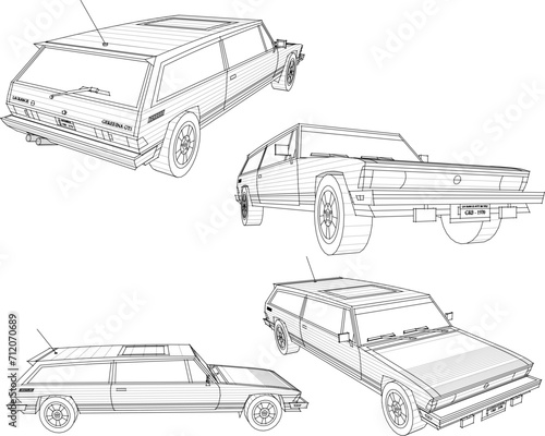 Vector sketch illustration of vintage classic luxury car design