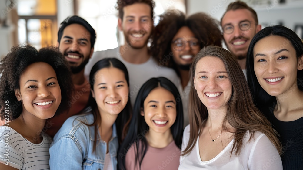 Happy smiling diversity group of people looking at camera Happy smiling diversity group of people looking at camera