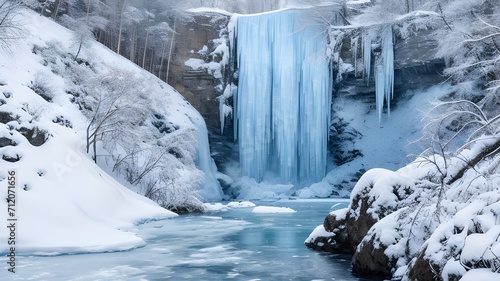 waterfall in winter Landscapes Through the Lens of Aerial Photography
