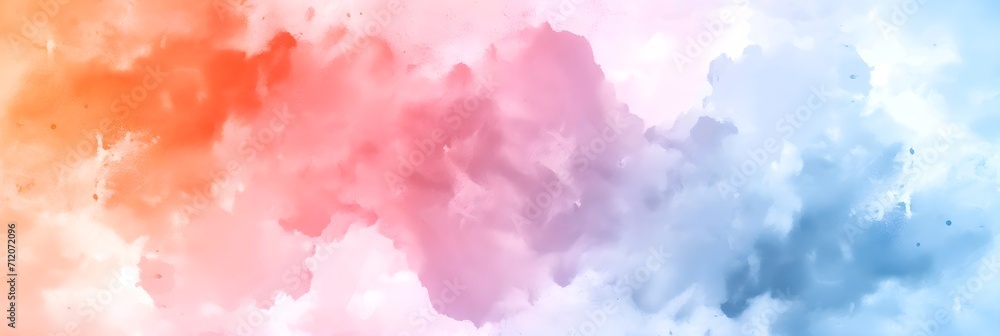 Wide banner abstract watercolor cloud texture with pastel color background - obrazy, fototapety, plakaty 