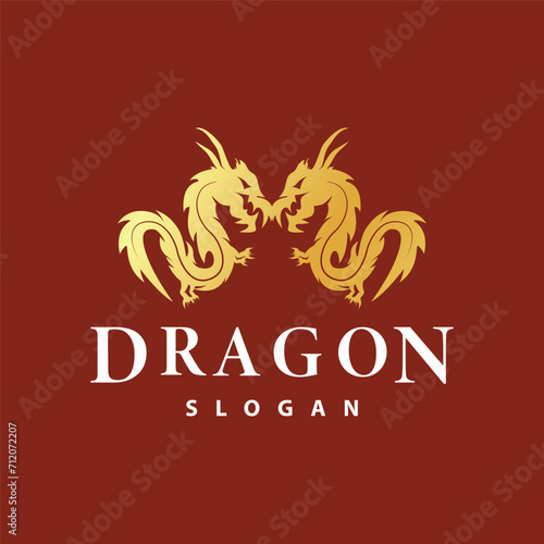 Dragon logo simple design animal legend dragon silhouette illustration template