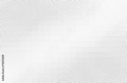 Radial halftone vector background. Monochrome halftone pattern. Pop Art comic gradient black white texture. Design for presentation banner, poster, flyer, business card.