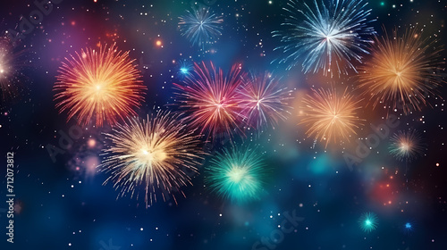 Beautiful creative holiday background with fireworks and sparkles