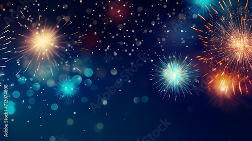 Beautiful creative holiday background with fireworks and sparkles