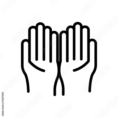 hand prayer muslim line icon logo vector