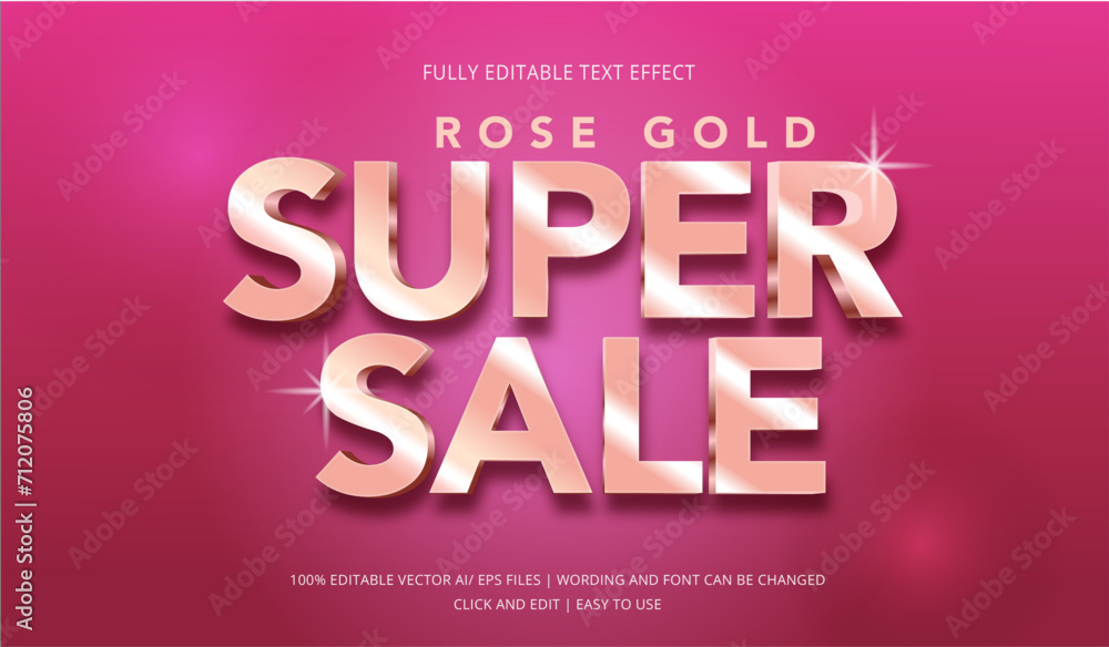Super Sale Editable Text Effect, Rose Gold flash sale text mockup, 3d editable illustrator text effect, bold metallic text Super Sale Editable Text Effect, Rose Gold flash sale text mockup, 3d editable illustrator text effect, bold metallic text