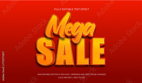Mega Sale Editable Text Effect, Bright color flash sale text mockup, 3d editable illustrator text effect , mega sale promotion title for a post