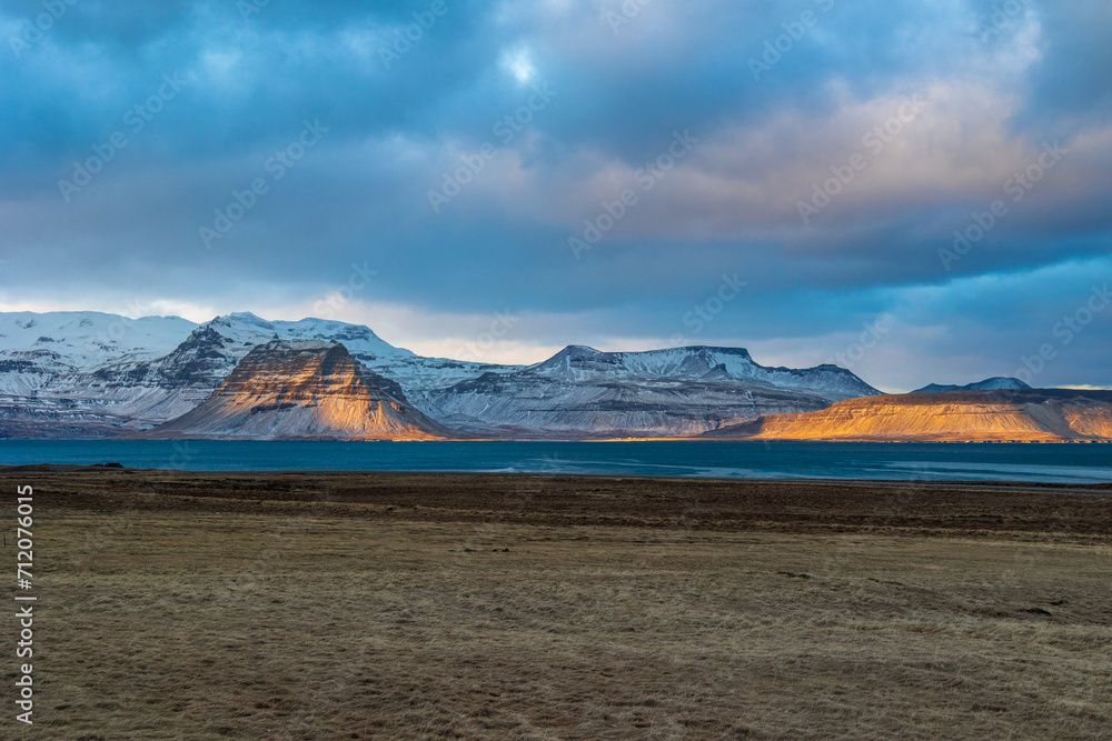 Kirkjufell mountain in a stormy winter day Kirkjufell mountain in a stormy winter day