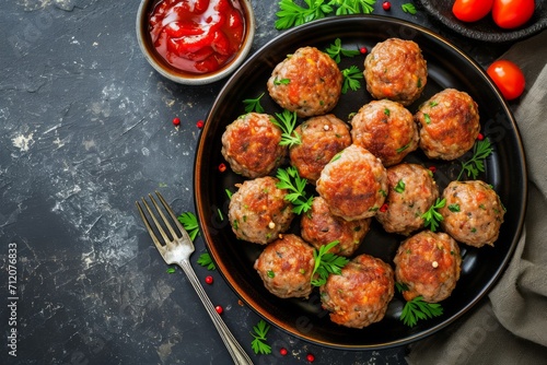 Meatballs garnished with fresh parsley