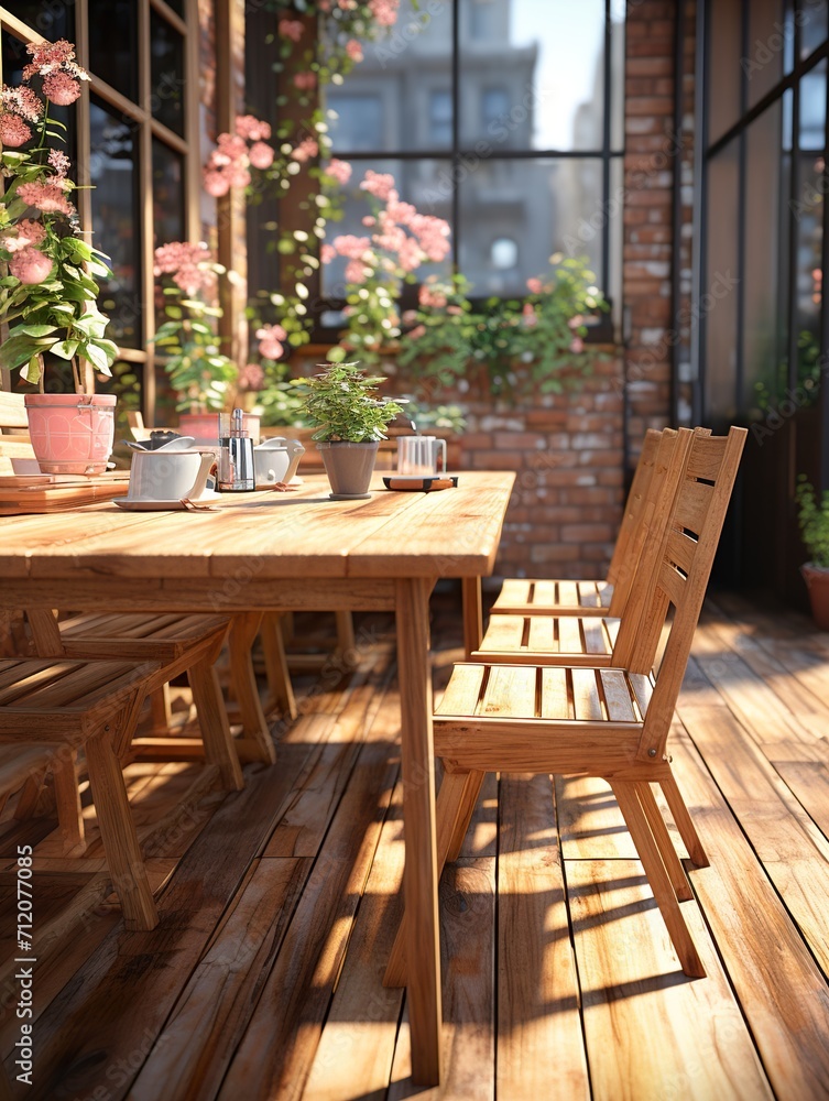 Fototapeta premium table and chairs in a garden