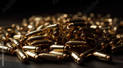 pile of golds bullet with simply light 