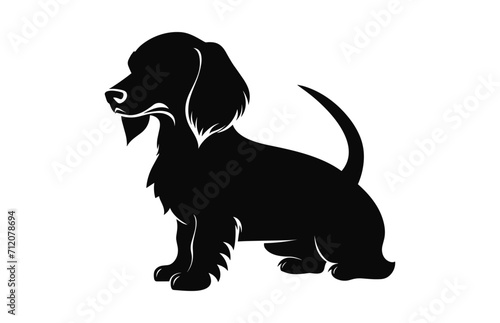 Dachshund vector Dog black Silhouette isolated on white background