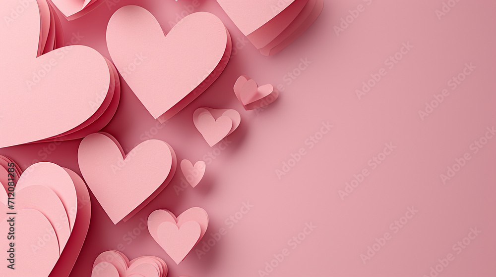 pink hearts on a red background