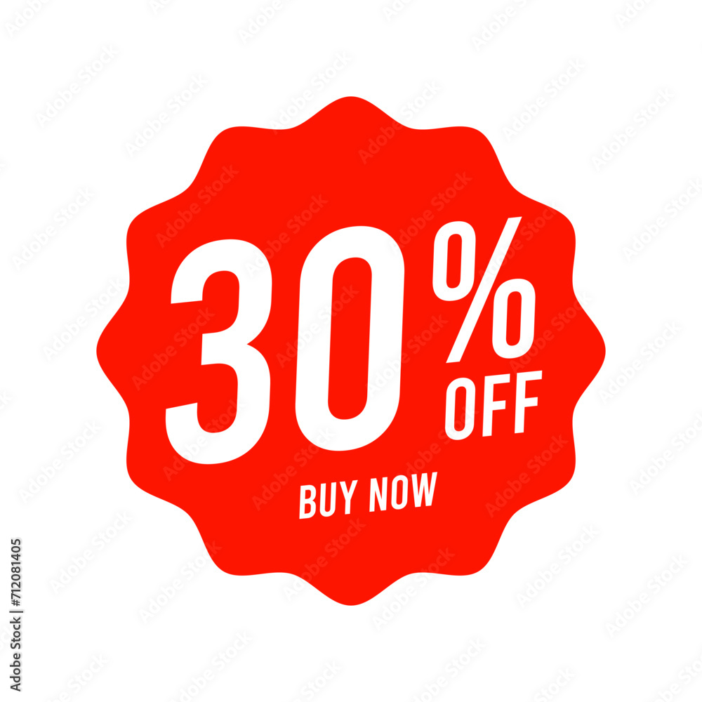 Discounts 30 percent off. Red template on white background. Vector illustration Discounts 30 percent off. Red template on white background. Vector illustration