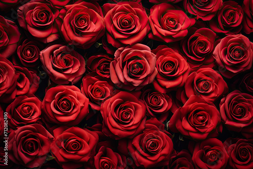 Natural red roses background  flowers wall. valentines day