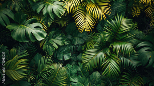 Nature leaves  green tropical forest  background concept