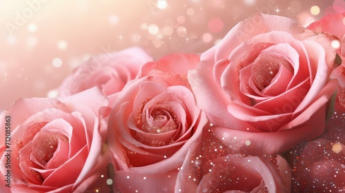 pink sparkle roses background illustration flowers shiny  bloom vibrant  beauty elegant pink sparkle roses background