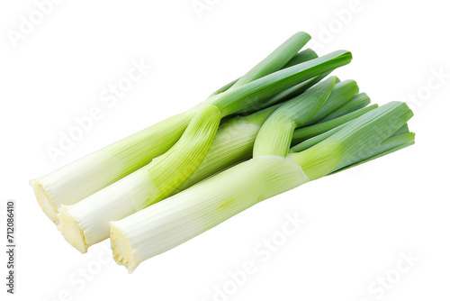 Healthy Fresh Green Onions, Celery, and Leeks in a Bunch - Isolated transparent Background