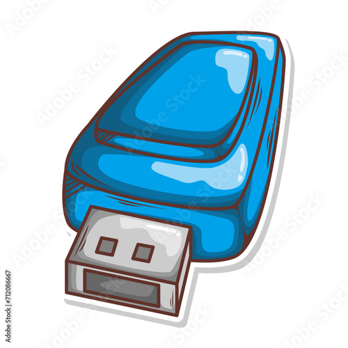 digital data storage usb cartoon doodle illustration