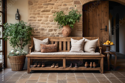 Visualize the rustic elegance of your entrance hall with a farmhouse interior design. 