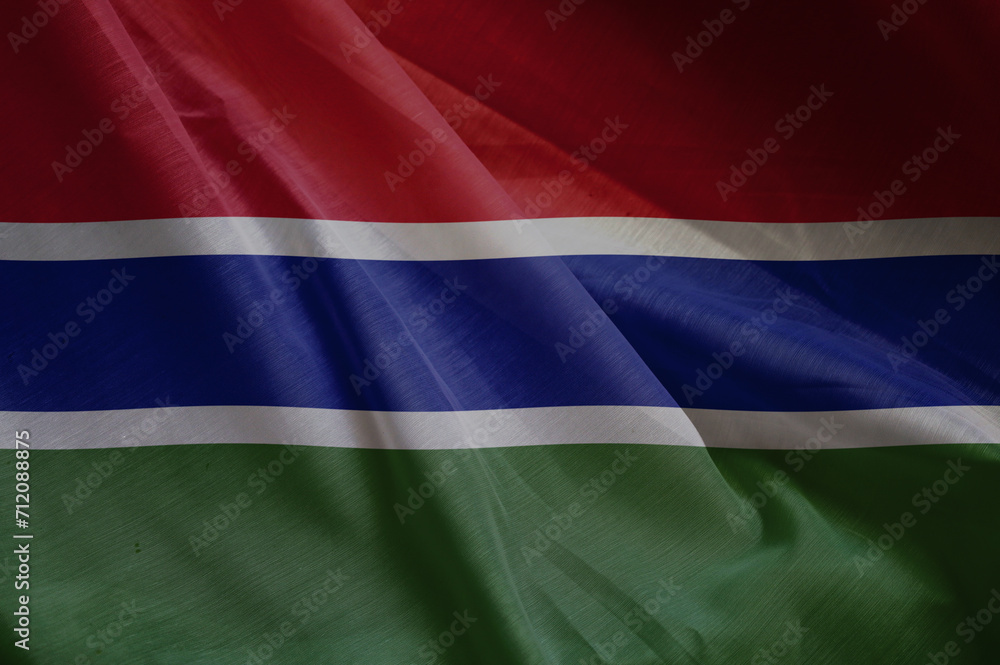 national wavy fabric flag of GAMBIA national wavy fabric flag of GAMBIA