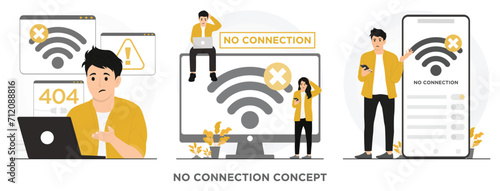 Flat vector no connection concept illustration