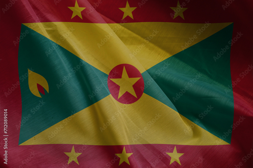 Fototapeta premium national wavy fabric flag of GRENADA