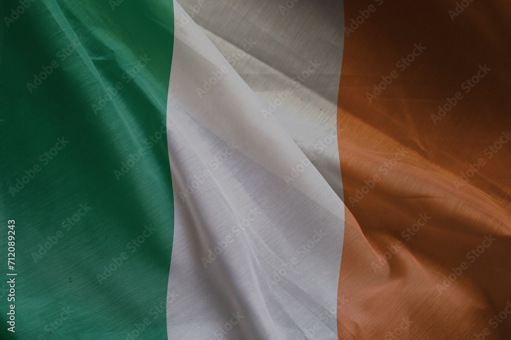 Fototapeta premium national wavy fabric flag of IRELAND
