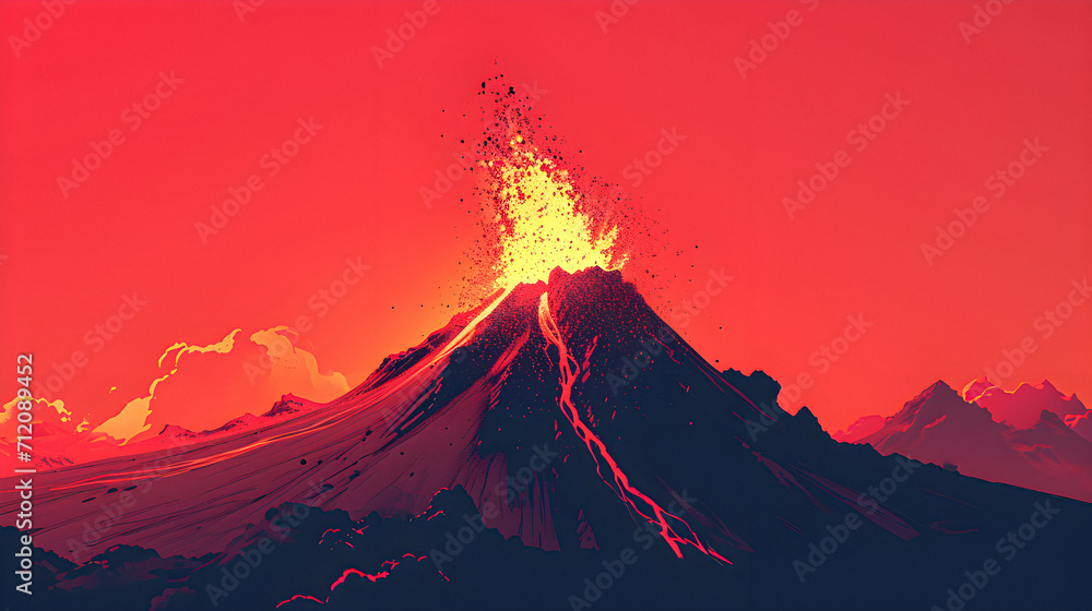 Volcanic Eruption Flat Vector
