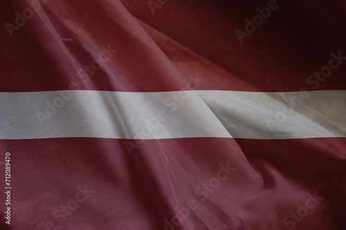 national wavy fabric flag of  LATVIA