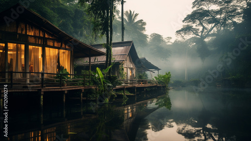 A sustainable wooden ecolodge in the Amazon Rainforest photo