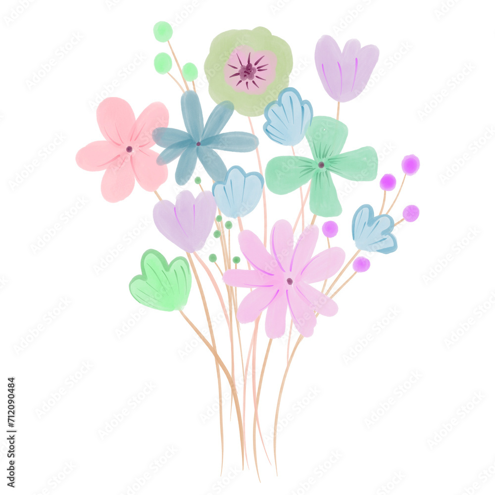 Beautiful pastel-colored flowers for garnish and ornament