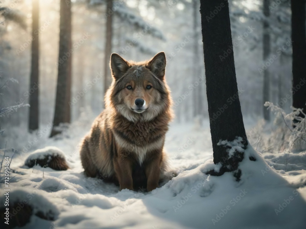 Obraz premium Cold forest Generative AI