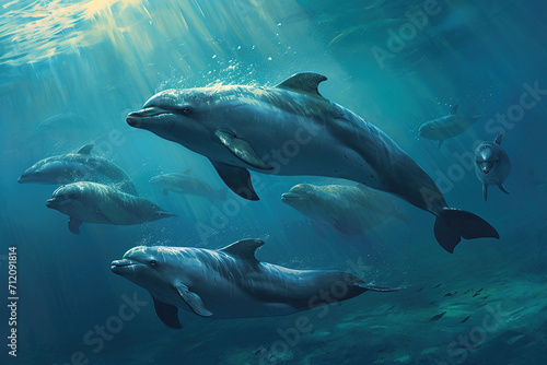 A group of dolphins swimming in the sea © Digitalphoto 4U