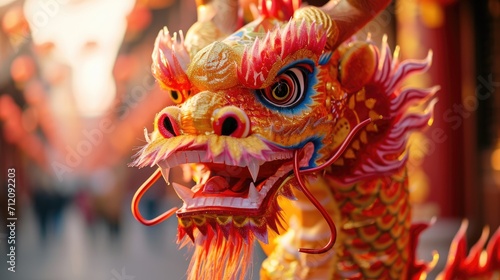 Festive Dragon Delight: Cute Dragon in Chinese New Year Celebration, Year of the Dragon, Lunar New Year Joy, Traditional Lion Dance, Festive Cultural Celebration 