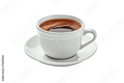 Isolated White Coffee Cup with Saucer, Espresso, and Aroma on a Breakfast Plate © masud