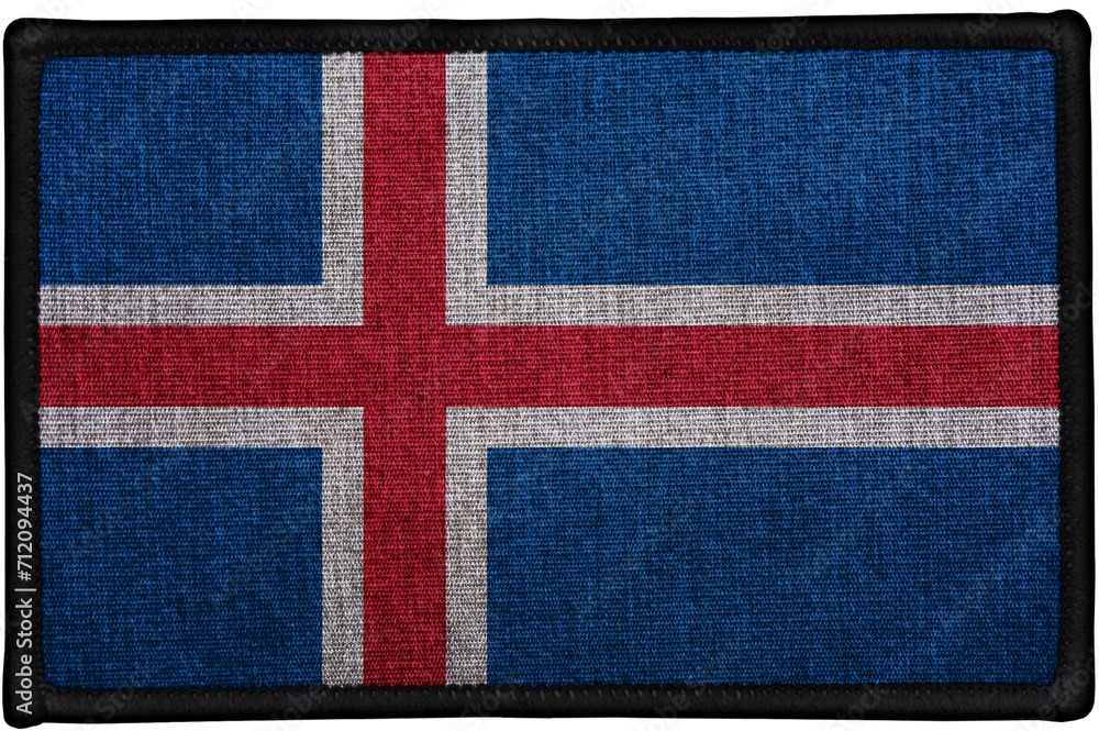 Fototapeta premium embroidered country flag sewn patch of ICELAND