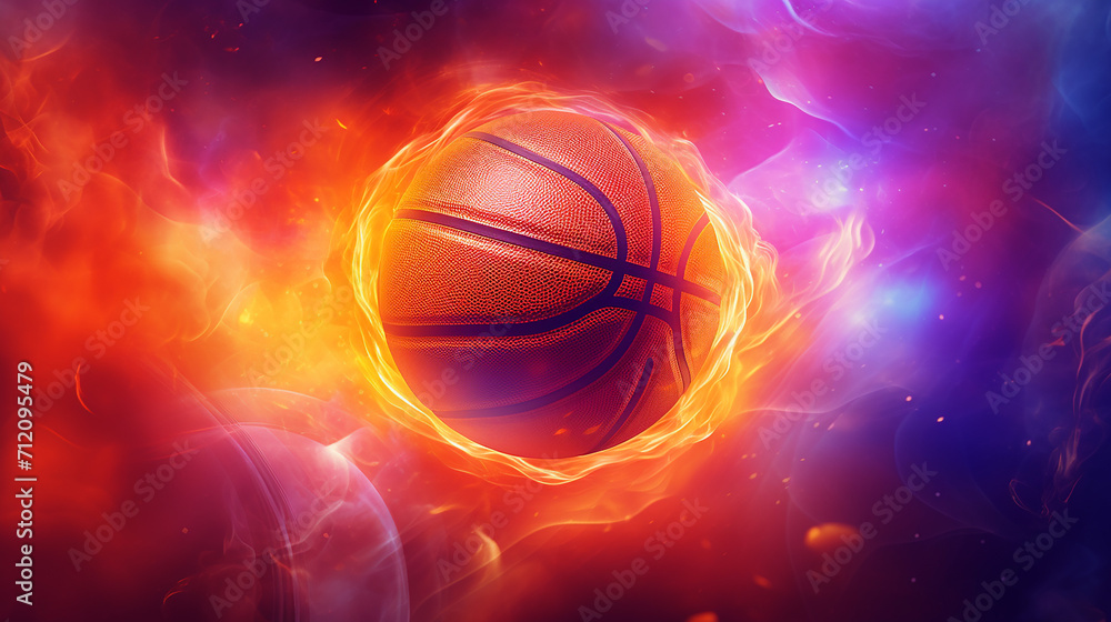 basketball on the colorful glow background basketball on the colorful glow background