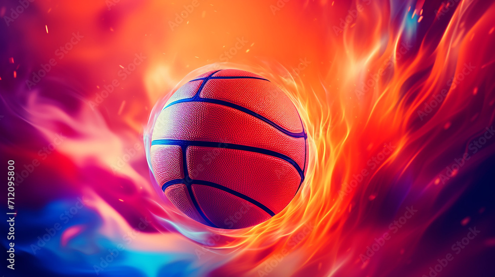 basketball on the color glow background
