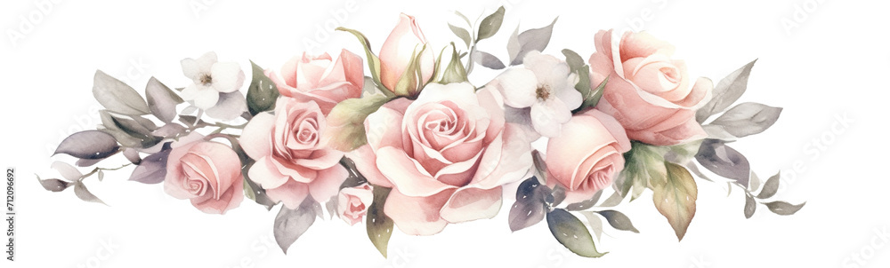 Watercolor Pink Flowers Clipart. Pink Roses PNG, Floral Bouquets ...