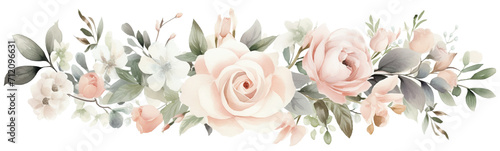 Watercolor Pink Flowers Clipart. Pink Roses PNG, Floral Bouquets. Wedding Flowers with transparent background. Floral Wreath Digital Art photo