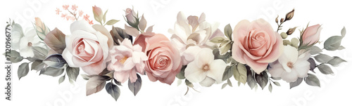 Watercolor Pink Flowers Clipart. Pink Roses PNG, Floral Bouquets. Wedding Flowers with transparent background. Floral Wreath Digital Art © Skyimages