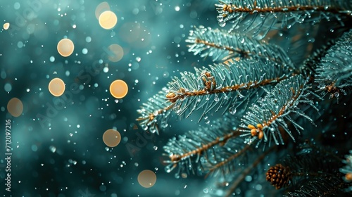 Macro christmas tree background. Christmas holidays banner, postard, background concept.