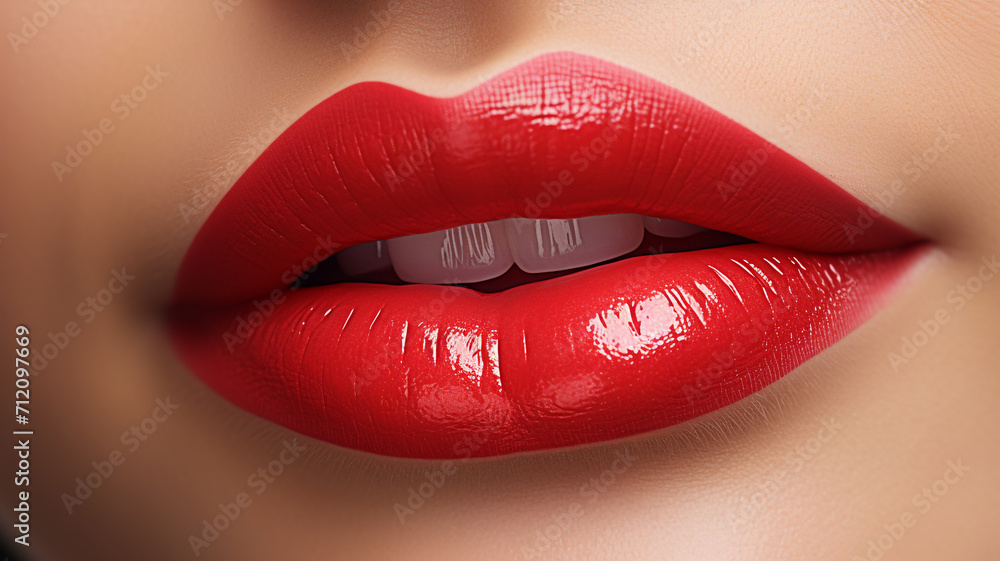 Obraz premium Close-up of beautiful lips for a lipstick advertisement
