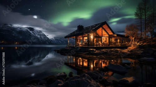 Norwegian Fjords Wooden Lodge A cozy lodge built with timber © BornHappy