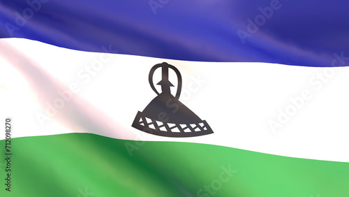 3D rendering - development of the national flag of Lesotho